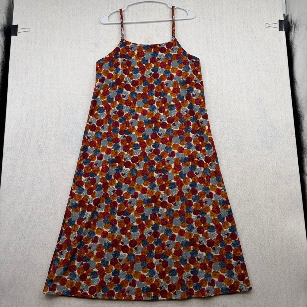 Vintage Style Corduroy Abstract Print A-Line Maxi Dress Red Yellow Blue 0486